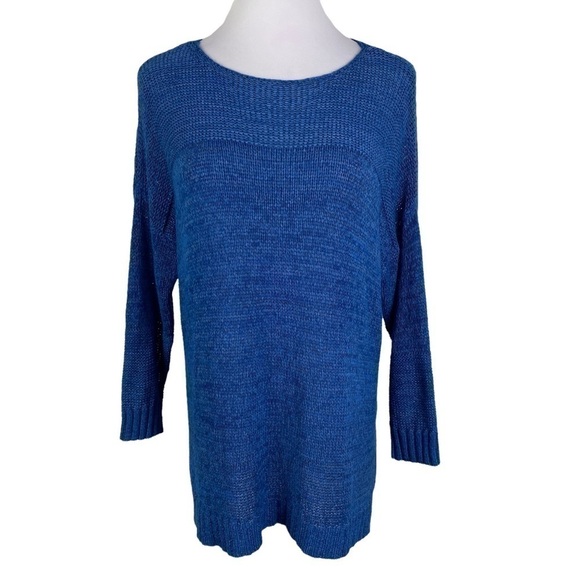 Joseph A Drop Sleeve Side Slit Knit Sweater Women's XL Blue - Picture 1 of 10